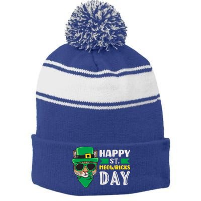 St Patricks Day Outfit Leprechaun Cat Meaningful Gift Stripe Pom Pom Beanie