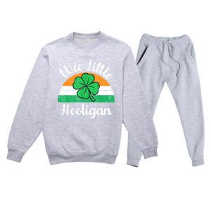 St Patricks Day Wee Little Hooligan Boy Funny Premium Crewneck Sweatsuit Set