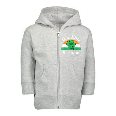 St Patricks Day Wee Little Hooligan Boy Funny Toddler Zip Fleece Hoodie