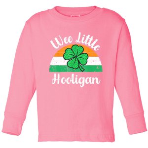 St Patricks Day Wee Little Hooligan Boy Funny Toddler Long Sleeve Shirt