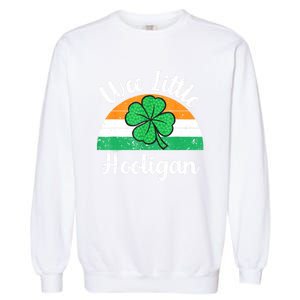 St Patricks Day Wee Little Hooligan Boy Funny Garment-Dyed Sweatshirt