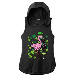 St Patricks Day Irish Flamingo Saint Pattys Paddys Ladies PosiCharge Tri-Blend Wicking Draft Hoodie Tank