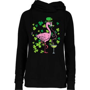 St Patricks Day Irish Flamingo Saint Pattys Paddys Womens Funnel Neck Pullover Hood