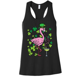 St Patricks Day Irish Flamingo Saint Pattys Paddys Women's Racerback Tank