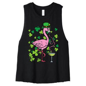 St Patricks Day Irish Flamingo Saint Pattys Paddys Women's Racerback Cropped Tank