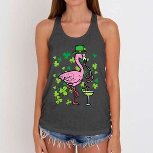 St Patricks Day Irish Flamingo Saint Pattys Paddys Women's Knotted Racerback Tank