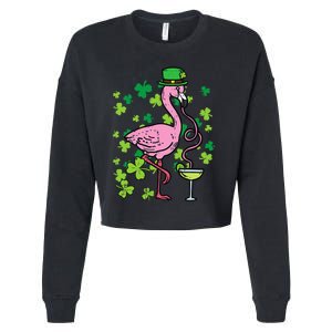 St Patricks Day Irish Flamingo Saint Pattys Paddys Cropped Pullover Crew