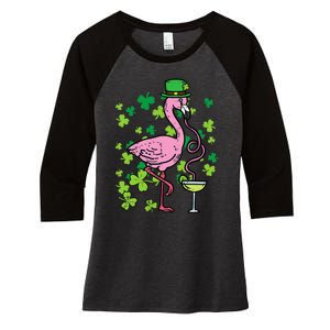 St Patricks Day Irish Flamingo Saint Pattys Paddys Women's Tri-Blend 3/4-Sleeve Raglan Shirt