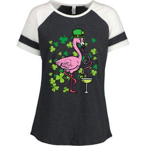 St Patricks Day Irish Flamingo Saint Pattys Paddys Enza Ladies Jersey Colorblock Tee