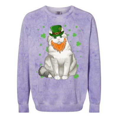 St Patricks Day Ragamuffin Cat Shamrock Gift Meaningful Gift Colorblast Crewneck Sweatshirt