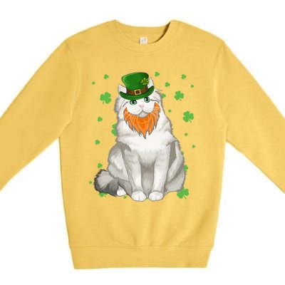 St Patricks Day Ragamuffin Cat Shamrock Gift Meaningful Gift Premium Crewneck Sweatshirt