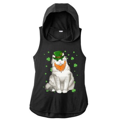 St Patricks Day Ragamuffin Cat Shamrock Gift Meaningful Gift Ladies PosiCharge Tri-Blend Wicking Draft Hoodie Tank