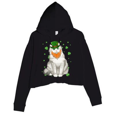 St Patricks Day Ragamuffin Cat Shamrock Gift Meaningful Gift Crop Fleece Hoodie