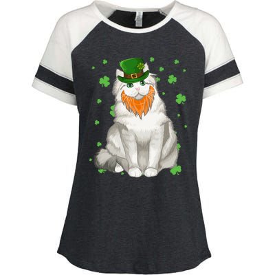 St Patricks Day Ragamuffin Cat Shamrock Gift Meaningful Gift Enza Ladies Jersey Colorblock Tee