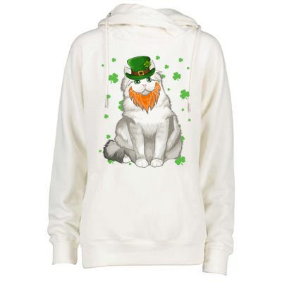 St Patricks Day Ragamuffin Cat Shamrock Gift Meaningful Gift Womens Funnel Neck Pullover Hood