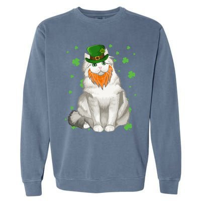 St Patricks Day Ragamuffin Cat Shamrock Gift Meaningful Gift Garment-Dyed Sweatshirt