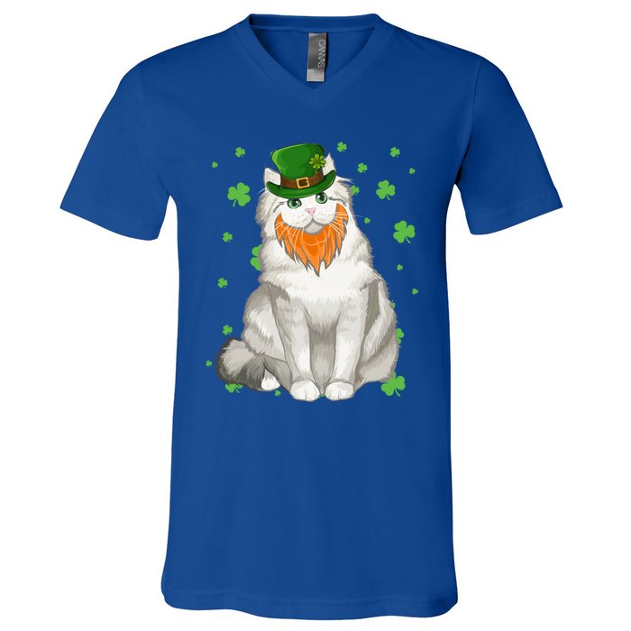 St Patricks Day Ragamuffin Cat Shamrock Gift Meaningful Gift V-Neck T-Shirt