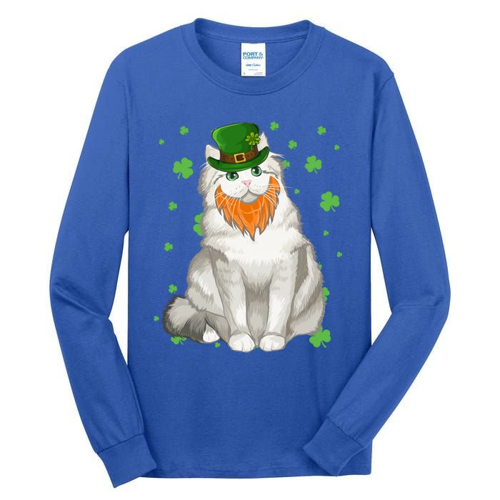 St Patricks Day Ragamuffin Cat Shamrock Gift Meaningful Gift Tall Long Sleeve T-Shirt