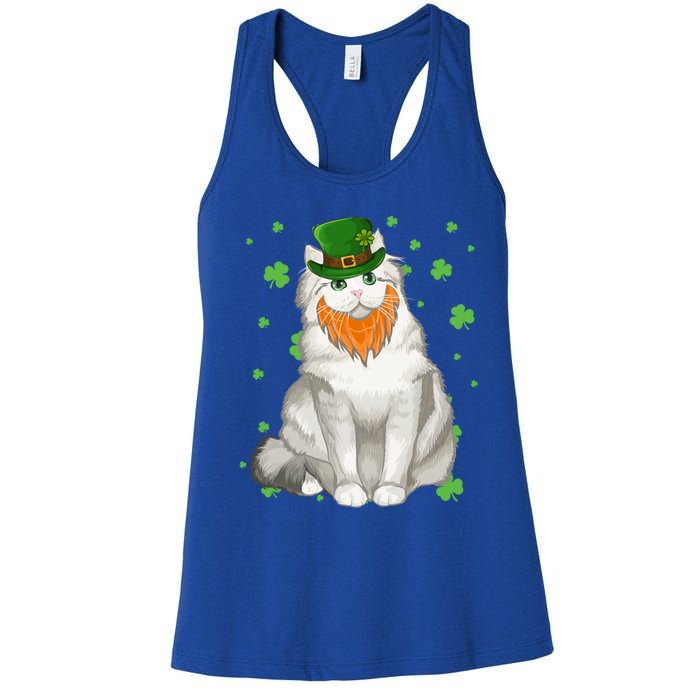 St Patricks Day Ragamuffin Cat Shamrock Gift Meaningful Gift Women's Racerback Tank