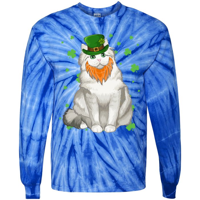 St Patricks Day Ragamuffin Cat Shamrock Gift Meaningful Gift Tie-Dye Long Sleeve Shirt