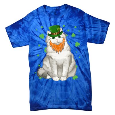 St Patricks Day Ragamuffin Cat Shamrock Gift Meaningful Gift Tie-Dye T-Shirt