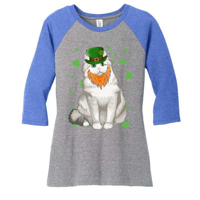 St Patricks Day Ragamuffin Cat Shamrock Gift Meaningful Gift Women's Tri-Blend 3/4-Sleeve Raglan Shirt