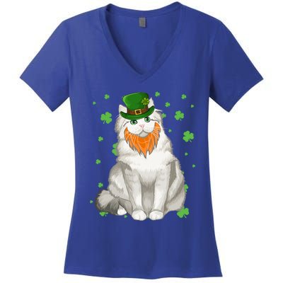 St Patricks Day Ragamuffin Cat Shamrock Gift Meaningful Gift Women's V-Neck T-Shirt