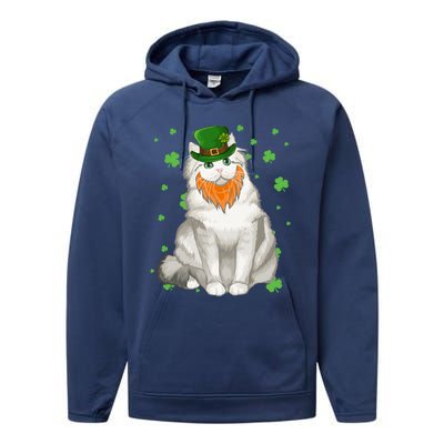 St Patricks Day Ragamuffin Cat Shamrock Gift Meaningful Gift Performance Fleece Hoodie