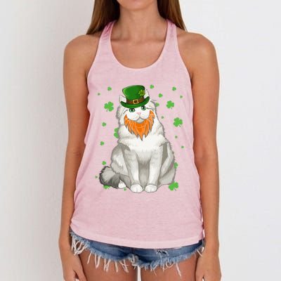 St Patricks Day Ragamuffin Cat Shamrock Gift Meaningful Gift Women's Knotted Racerback Tank