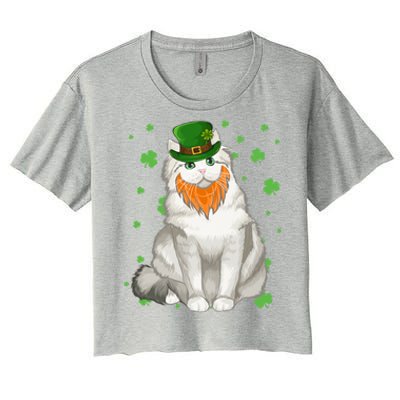 St Patricks Day Ragamuffin Cat Shamrock Gift Meaningful Gift Women's Crop Top Tee