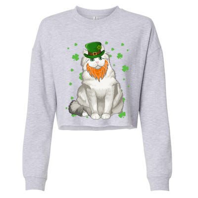 St Patricks Day Ragamuffin Cat Shamrock Gift Meaningful Gift Cropped Pullover Crew