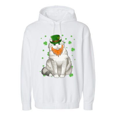 St Patricks Day Ragamuffin Cat Shamrock Gift Meaningful Gift Garment-Dyed Fleece Hoodie