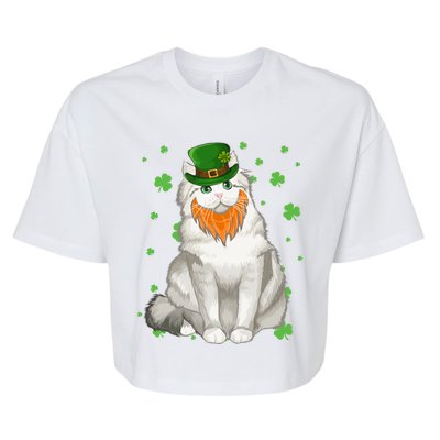 St Patricks Day Ragamuffin Cat Shamrock Gift Meaningful Gift Bella+Canvas Jersey Crop Tee