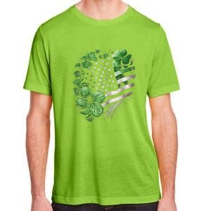 St Patricks Day Shamrock American Flag Retro Adult ChromaSoft Performance T-Shirt