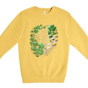 St Patricks Day Shamrock American Flag Retro Premium Crewneck Sweatshirt