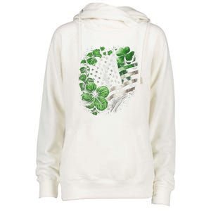 St Patricks Day Shamrock American Flag Retro Womens Funnel Neck Pullover Hood