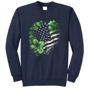 St Patricks Day Shamrock American Flag Retro Sweatshirt