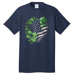 St Patricks Day Shamrock American Flag Retro Tall T-Shirt