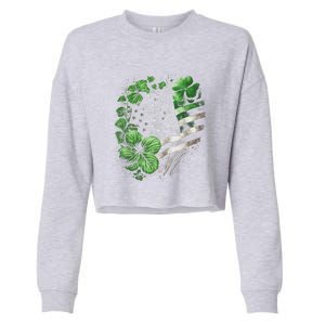 St Patricks Day Shamrock American Flag Retro Cropped Pullover Crew