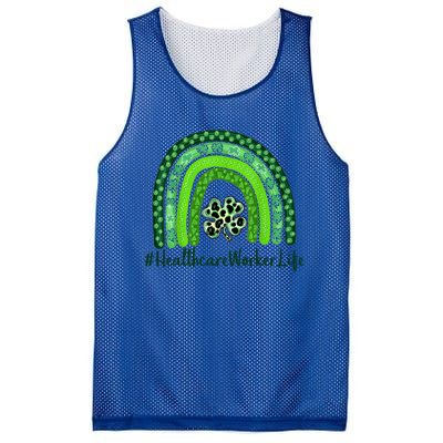 St Patrick Day Scrub Tops Nurse Healthcare Worker Rainbow L Cool Gift Mesh Reversible Basketball Jersey Tank