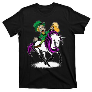 Saint Patrick's Day Leprechaun Riding Unicorn T-Shirt