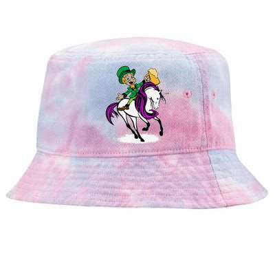 Saint Patrick's Day Leprechaun Riding Unicorn Tie-Dyed Bucket Hat