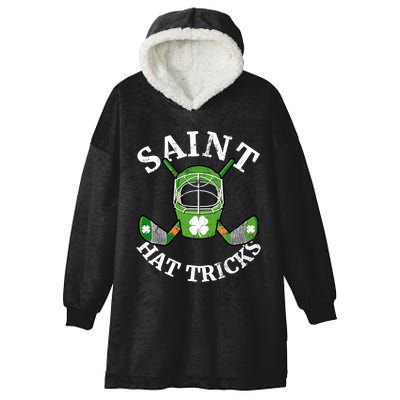 St Patrick's Day Saint Hat Tricks Hockey Shamrock Hooded Wearable Blanket