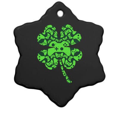 St Patricks Day Shamrock Clover Video Game Controllers Gamer Ceramic Star Ornament