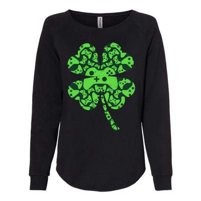 St Patricks Day Shamrock Clover Video Game Controllers Gamer Womens California Wash Sweatshirt