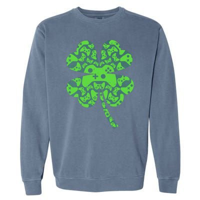 St Patricks Day Shamrock Clover Video Game Controllers Gamer Garment-Dyed Sweatshirt