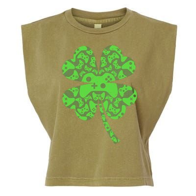 St Patricks Day Shamrock Clover Video Game Controllers Gamer Garment-Dyed Women's Muscle Tee