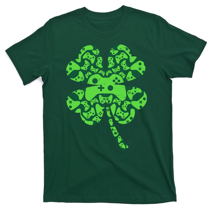 St Patricks Day Shamrock Clover Video Game Controllers Gamer T-Shirt