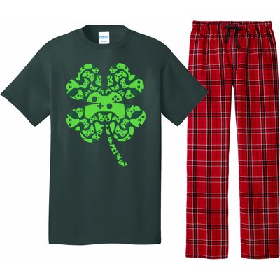 St Patricks Day Shamrock Clover Video Game Controllers Gamer Pajama Set