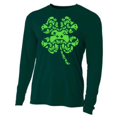 St Patricks Day Shamrock Clover Video Game Controllers Gamer Cooling Performance Long Sleeve Crew